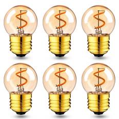 LED Edison Light Bulb Chandelier Light Bulb Brown Filament E26 Base Mini Light Bulb 2200K Bulb Color 1W (10W Equivalent) Non-Dimmable 70lm Decorative