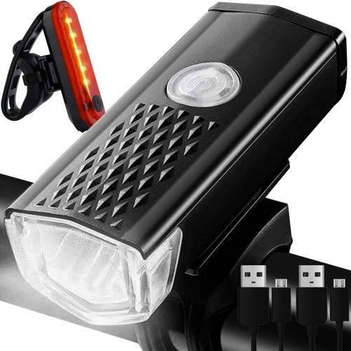 LED Cykellampa USB + Bakljus Vattentät
