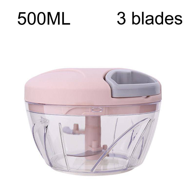 500/900ML Manual Meat Mincer Garlic Chopper Rotate Garlic Press Crusher Vegetable Onion Cutter Kitchen Cooking Accessories 500ml rosa