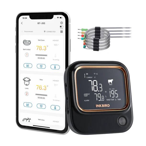 BBQ Termometer Trådløs/WIFI m/6 Prober