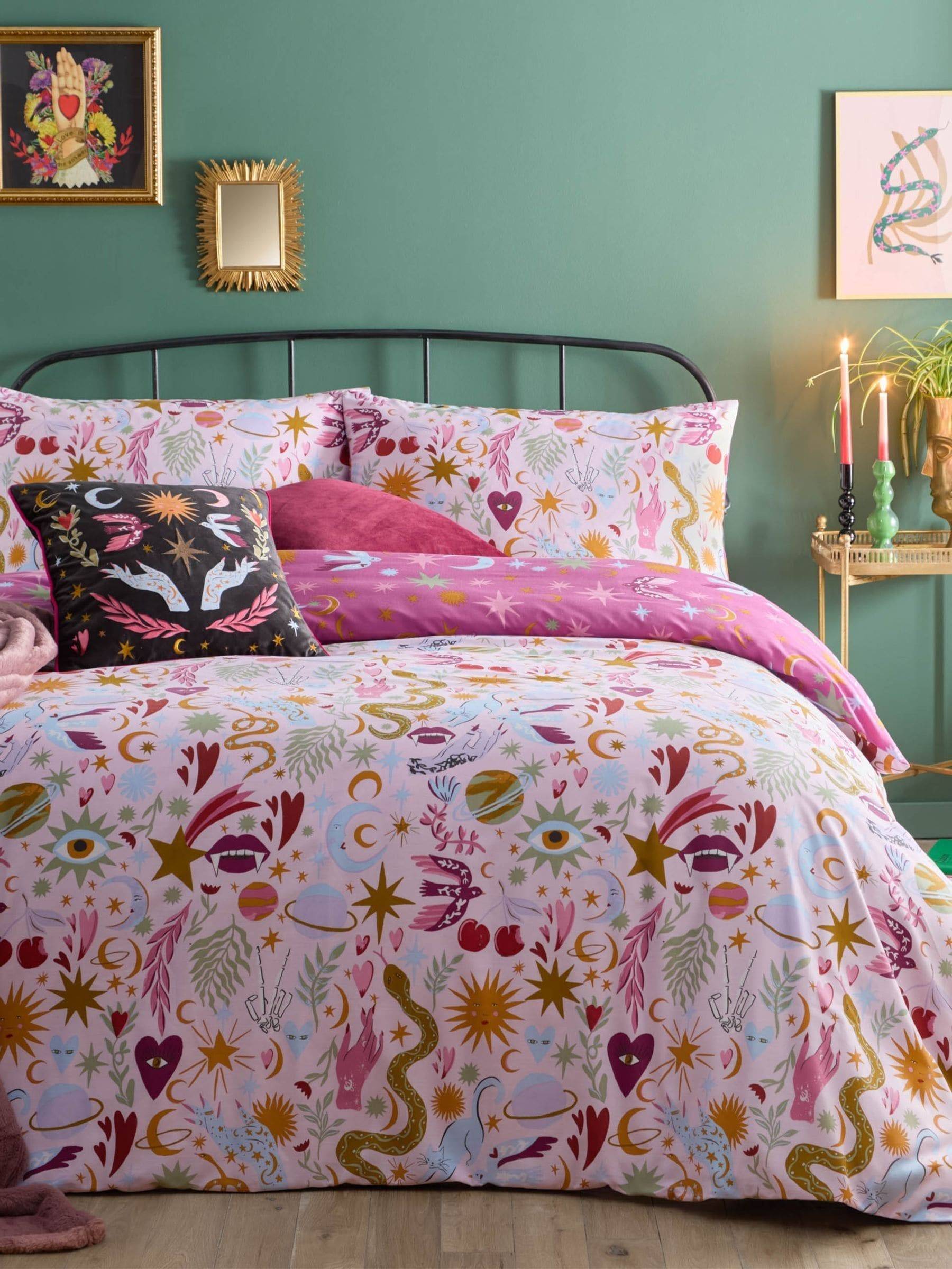Furn Furn Pink Enchanted Reversible Duvet Cover and Pillowcase Set