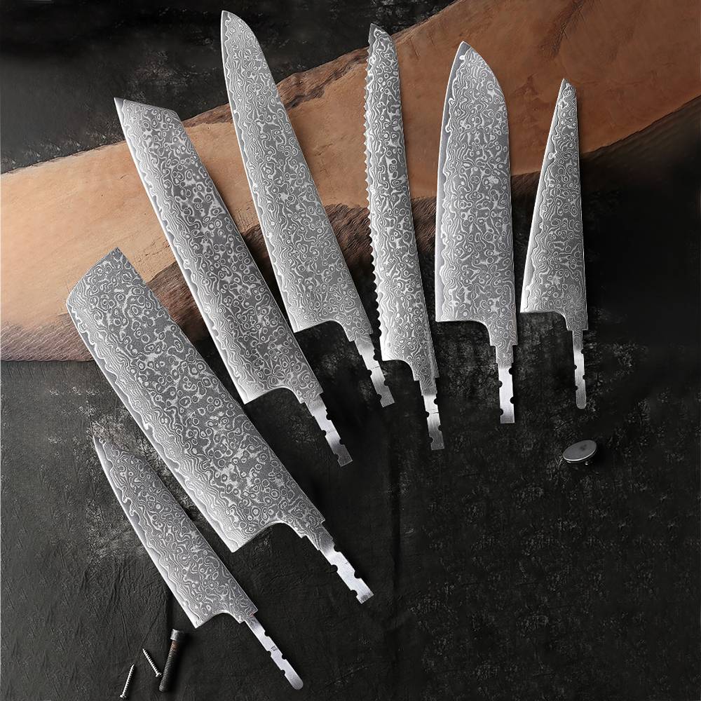 TURWHO Japanese Hand Forged Chef Knives DIY Blank Blade AUS-10 Damascus Steel Kitchen Knife DIY Making Handmade Knife NO Handle