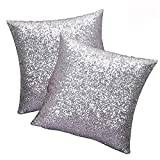 SwirlColor Kuddöverdrag 40 x 40 glitter kudde silvergrå soffkudde för hemmacafé dekoration 2 st