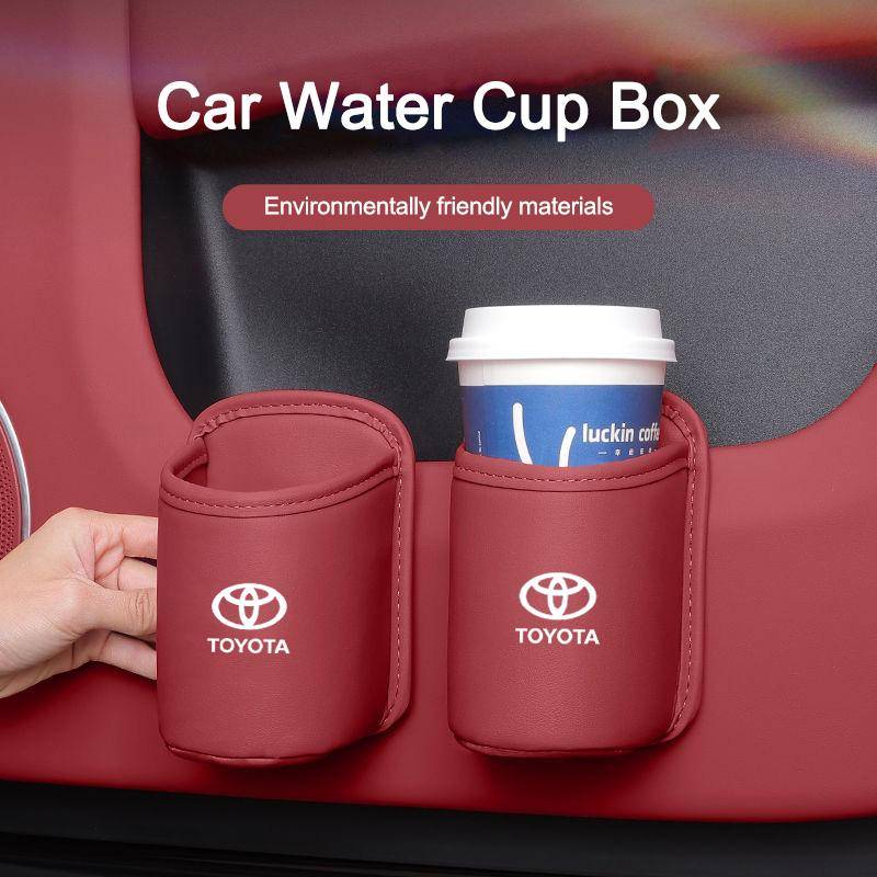För Toyota Bildörr Vattenkoppshållare Baksäte Dryckeshållare Läderförvaring Corolla Yaris Prius Camry Auris Avensis bildekal
