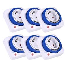 6PCS TIMEBEST GMT01A Mechanical Programmable Timer Switch, 230V 24 Hours Smart Countdown Timer Socket, Auto Power Off - EU Plug