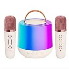 DeeprBling karaoke-maskin med 2 trådlösa mikrofoner, mini karaoke-maskin för barn vuxna, bärbara karaokehögtalare med LED-lampor, stämningsskiftande effekter, gåva för flickor