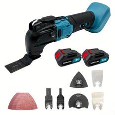 TEMU Cordless Oscillating Multi Tool 18v Li-ion With 2x3000mah Batteries And Charger 22pcs Accessory Kit Sanding Cutting Blades Compatible With Makita