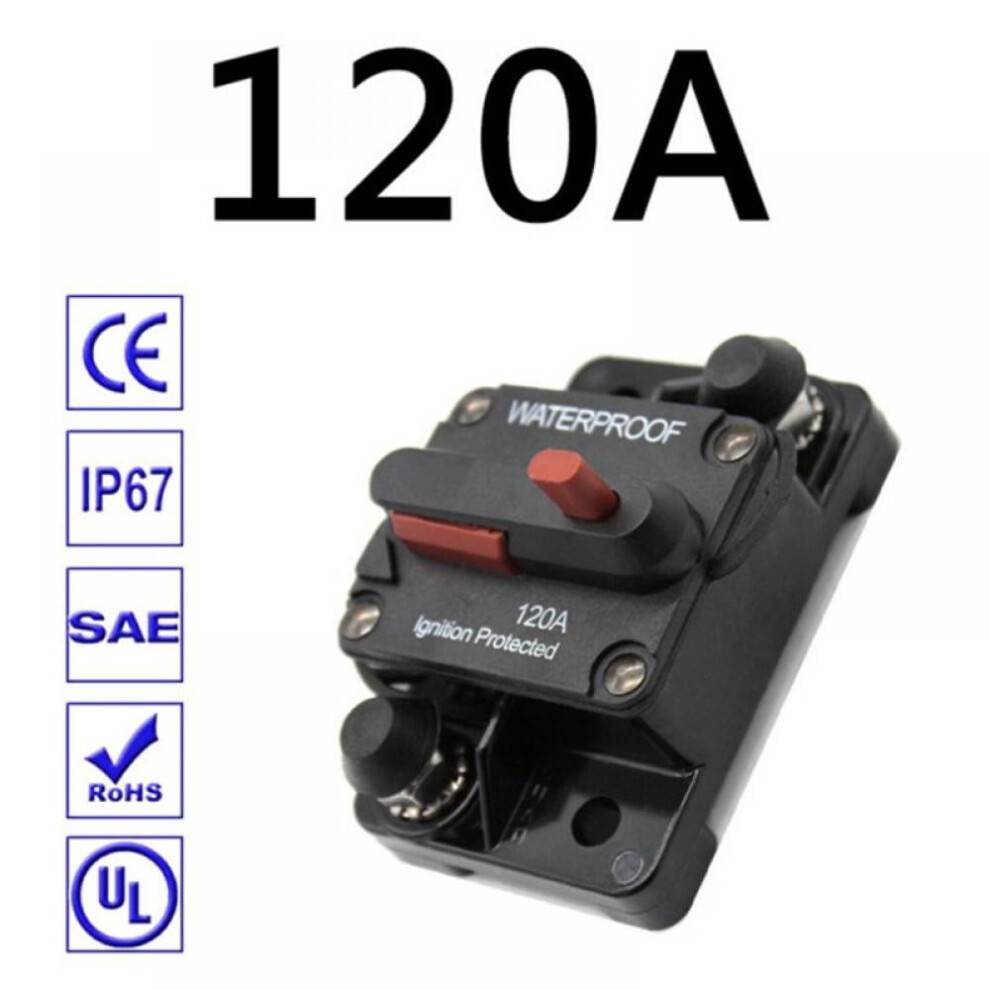 120Amp vandtæt afbryder 30A-300A nulstillingssikringsholder med manuel nulstilling bil bil marine stereo lyd inline sikring til systembeskyttelse