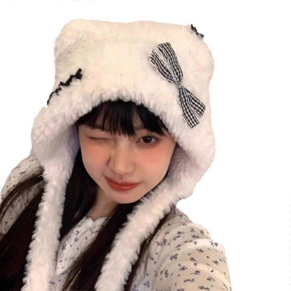 (White) Oversized Bear Hat New Year Winter Party Decorations Festive Stage Shows Furry Ear Cute Oversized Hats Headdress Gray