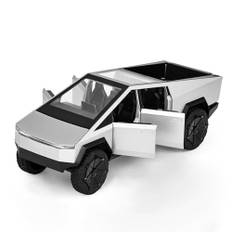 MODVKVK Tesla Cybertruck 1:32 modellbil, leksaksbil lastbilar med ljus och musik, retdragfunktion, legeringsgjutning, bra minifordonsleksak för barn från 3 år och bilsamlare (silver)