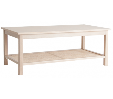 Sofabord i fyrretræ, MDF og rattan 120 x 60 cm - Natur
