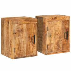 Sängbord 2 pcs Brun 35 x 33 x 48 cm Massivt mangoträ