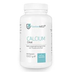 FürstenMED® 120 Calcium Citrat Kapseln (Hochdosiert) - Reines Tricalciumcitrat - Vegan - Laborgeprüft & Ohne unerwünschte Zusatzstoffe