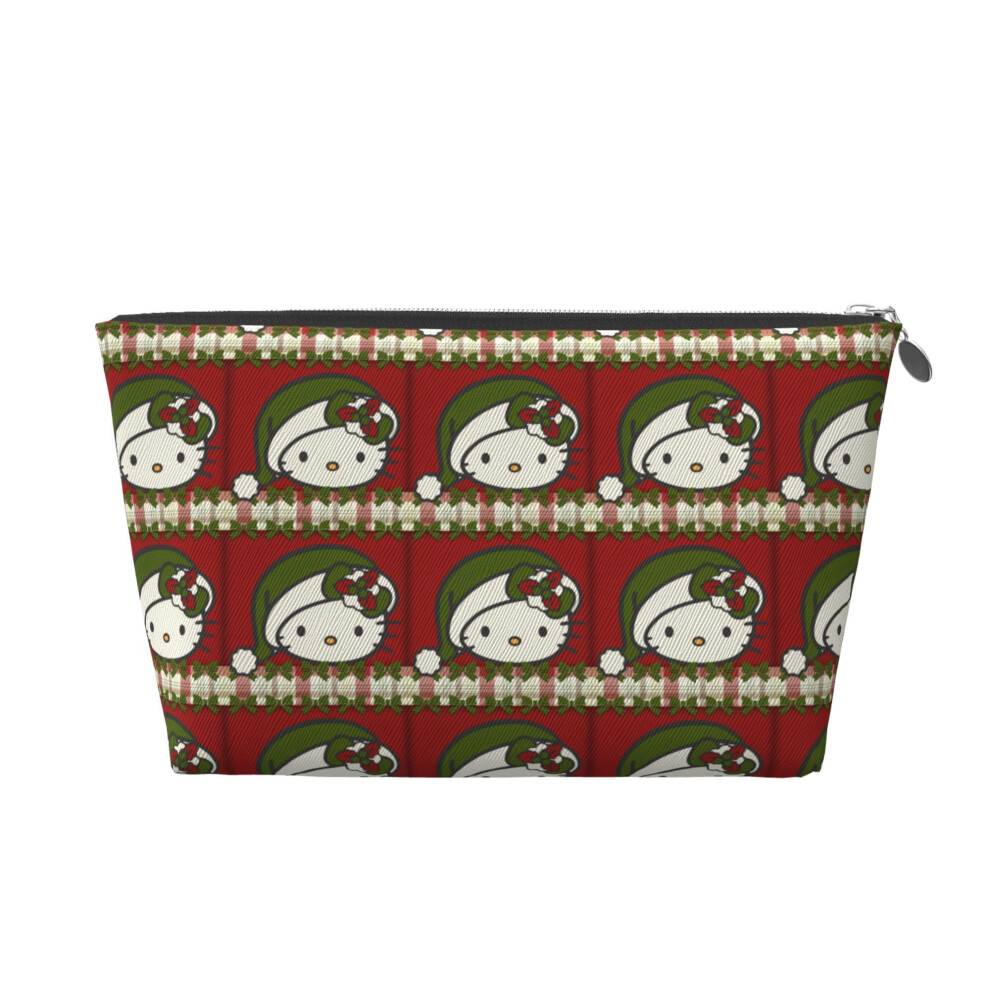 Hello Kitty jule makeuptaske PVC læder med sølv lynlås, multifunktionel kosmetik- og toilettaske til kvinder og piger