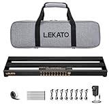 LEKATO Pedalboard with integrated power supply, 48.5 x 13 x 4.5 cm Compact Effects Pedal Board with Pocket, Aluminum Alloy Pedalboard with Pedal Cables, Velcro