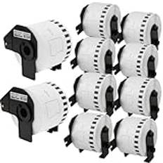 10 rullar DK-22205 etiketter, 62 mm x 30,48 m/4000 etiketter, standardadress, vita dekaletiketter/kompatibel med Brother Brother QL etikettskrivare QL-500 570 700 800 1100 1110NWB