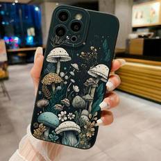 1 st universellt smartphone-skal med blom- och svampmönster, kompatibelt med Apple, Galaxy, Infinix, Redmi, OPPO, VIVO och Realme - Svart (Multi-size)