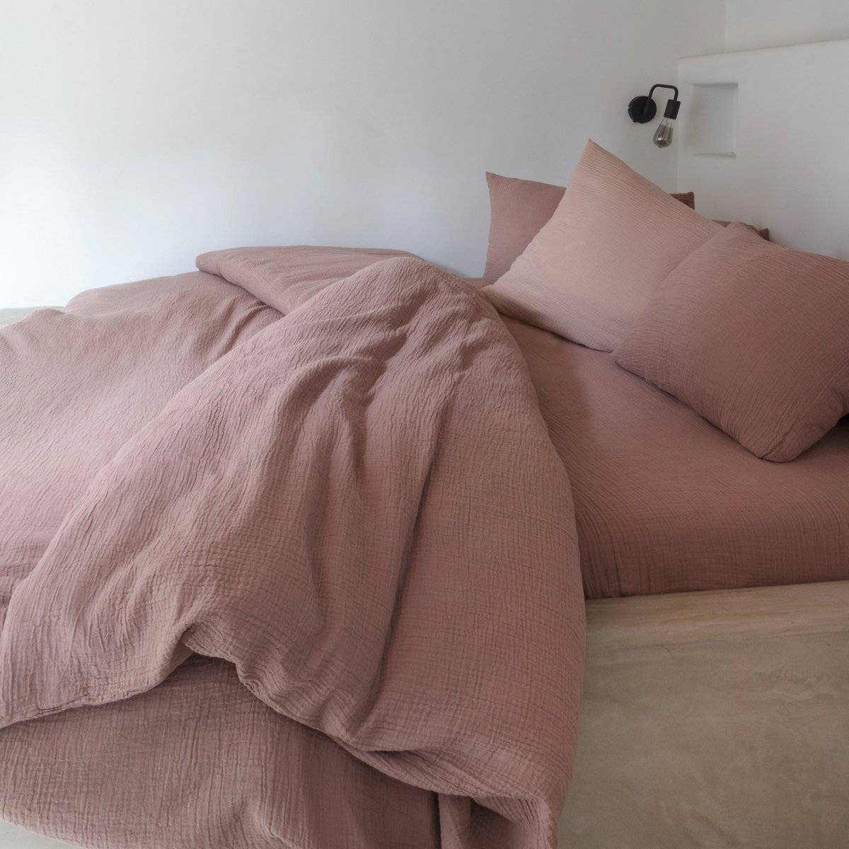 Cotton tetra muslin duvet cover, brick red - 140 × 220 cm - 260 x 240 cm + 2 slopen