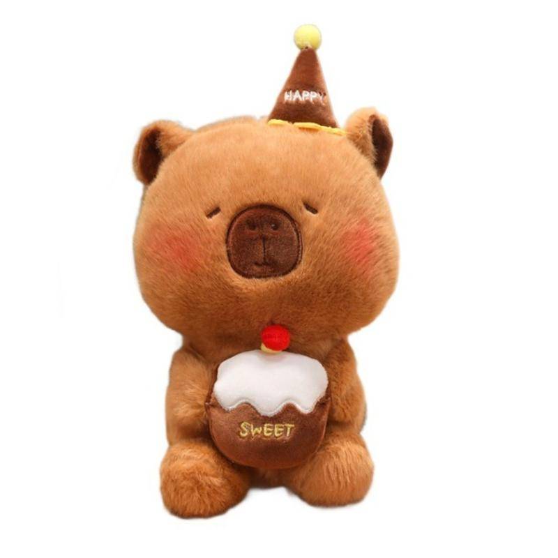 Capybara Gosedjur Härlig Födelsedags-Capibara Söt Nalle Mjuk Tårtdocka Kawaii Tecknad Stoppad Mat Dessert Kreativ Julklapp