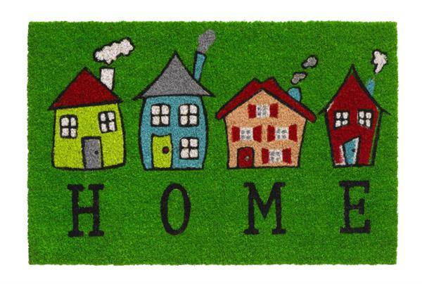Kokosmåtte Welcome Home Four Houses 40x60 cm..