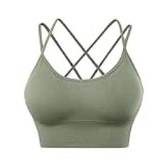 VaiKanhai dam sport-BH starkt grepp sexiga underkläder bralette push up yoga sport bh, sömnbehå, sömlös komfort, bh, sportbh, topp, sport-bh, korshållare för sömn, yoga, Grön, L