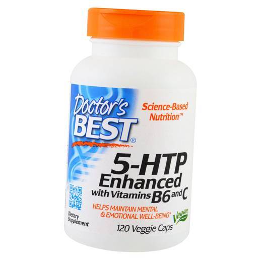 5-гидрокситриптофан, усиленный витаминами В6 и С, 5-HTP Enhanced with Vitamins B6 and C, Doctor's Best  120вегкапс (72327019)