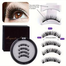 TEMU Eyelash Set - Reusable False Lashes With Applicator, -free Material, Professional Eye Shadow Kit