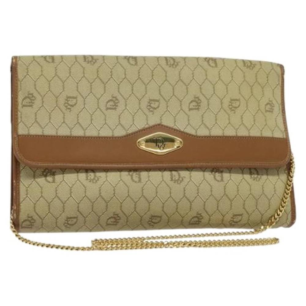 Dior Vintage - Pre-owned Vintage Honeycomb Chain Canvas Shoulder Bag Vintage - Dam - ONE Size - Läder