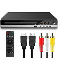 DVD-afspiller til TV med HDMI, DVD-afspiller, der afspiller alle regioner, CD-afspiller til hjemmebiografsystemer, HDMI & RCA-kabel medfølger