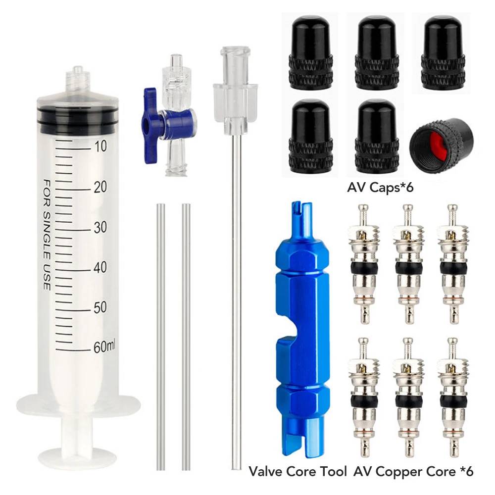 60ml Tubeless Tire Injector Syringe Presta Valve Core Remover MTB/Road Bike Sealant Injection Tool