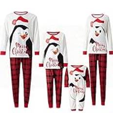 Familjepyjamas jul – pyjamas jul familj med julmotiv matchande nattkläder jul pyjamas familj set långa toppar + byxor sparkbyxor tvådelad pyjamas set familjer outfit, Rot2, XL