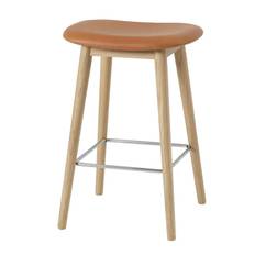 Muuto, Fiber barpall lav Wood Base - 65 cm - Refine Leather Cognac Oak