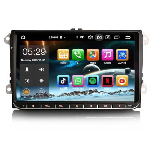 Erisin Android 12 Bilstereo för VW Passat B6 Golf V VI Touran Skoda Seat Tiguan Jetta T5, 9 Tum Car Radio GPS Navigation, CarPlay, 4GB RAM+64GB ROM, DAB+, USB, WLAN, Bluetooth, RDS, OBDII, TPMS