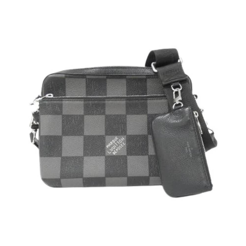 Louis Vuitton Vintage Pre-owned Damier Checkerboard Trio Messenger Kalveskinds Skuldertaske - Vintage - Dame - Sort - ONE SIZE - Uld