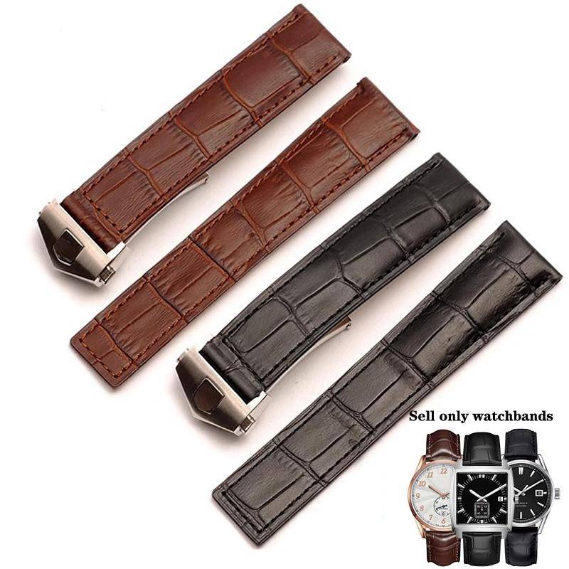 Äkta läderrem för Tag Heuer klocka Carrera Monaco Klockarmband Svart Brun Armband Armbandsur Klockarmband 19mm 20mm 22mm