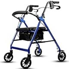 Rullstolsrullator, rullstol senior rullator vagn aluminium rullator med säte halkfri gåpinne med sjukhus (färg: röd) (blå) är
