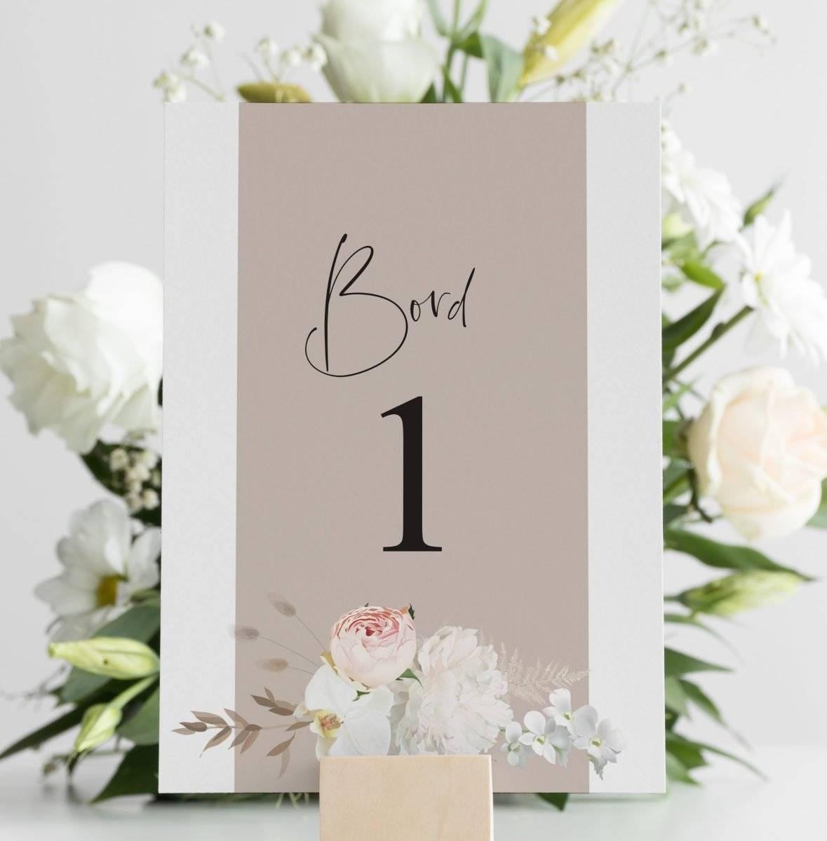 Bordnummer Til Bryllup - Orchid / Bordnummer 1-4