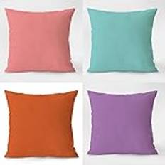 Kuddöverdrag 70 x 70 cm set med 4 enkla enfärgade linne fyrkantiga kuddöverdrag utomhus vattentäta kuddöverdrag 28 x 28 tum 4-pack för vår sommar trädgård vardagsrum soffa bondgård heminredning Q-331
