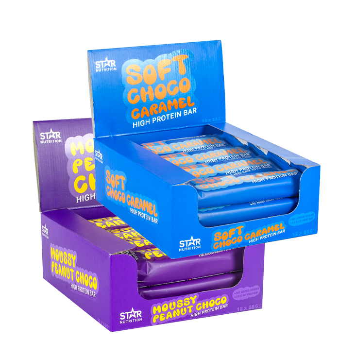 Proteinbarer Star Nutrition 24 x Soft Protein Bar 55g - Bodyman.dk.
