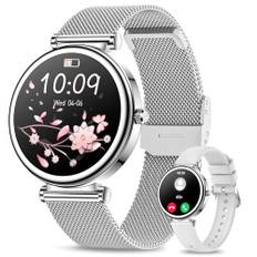 Fitoncloud Smartwatch dam samtal BLE5.2, 1,27 tum HD-skärm smart klocka med pulsmätare/SpO2/sömn/kvinnlig fysiologi, 120+ Fintness-läge, IP68 smart klocka för iOS Android