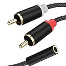 Cinch uttagsadapter, 3,5 mm uttag till 2 RCA-kabel, kort 3,5 mm uttagsuttag till två RCA-kontakt chinch-adapter för TV, smartphone, mixer, högtalare, hemmabio, förstärkare, skivspelare