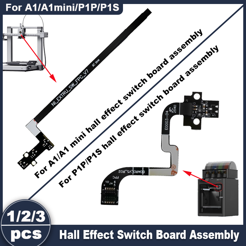 For A1/A1mini/P1P/P1S Hall Switch Board: Filament Sensor Replacement with Ribbon FPC Cable for Bambu Lab 3D Printer Accessories