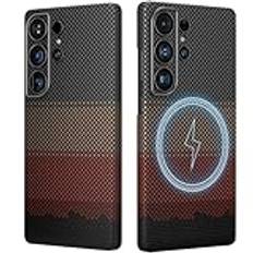 memumi Magnetisk aramidfiberfodral för Samsung Galaxy S25 Ultra, starkt och hållbart MagSafe-kompatibelt smalt fodral, minimalistisk kolfiberdesign, solens strålar