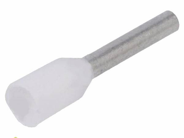 Isoleret ledningsende-tylle - 0,75mm² 8mm Hvid (100 stk.)