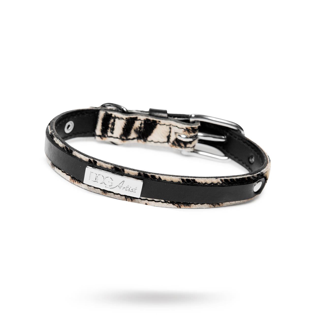 LUCKY ZEBRA - Läder Hundhalsband - zebra