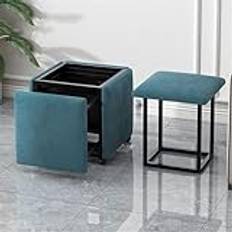 Multifunctional 5 in 1 Seating Cube with Swivel Casters Stackable Nesting Ottoman Stool Movable Sofa Chair Dressing Chair for Living Room or Bedroom,01,45 * 45 * 48cm