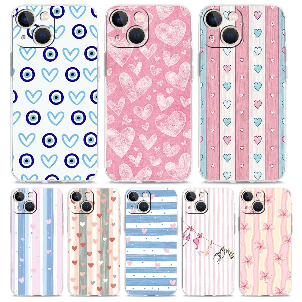Phone Case For iPhone 17 16e 15 14 13 12 11 Pro Max SE 7 8 Plus For iPhone 16 Soft Protect Cover Korean Cute Pink Stripe