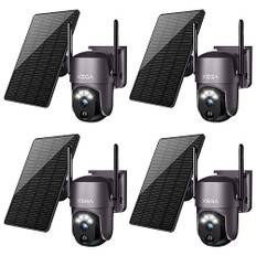 Xega【Vier Packungen】 Solare Überwachungskamera Aussen kabellos,Super HD PTZ CCTV Kamera WLAN Überwachungskamera Heim Sicherheit Farbe Nachtsicht PIR Personenerkennung Zwei-Wege-Audio, S50-P4