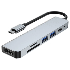 USB-C MacBook Pro hub 6in1 - Grå