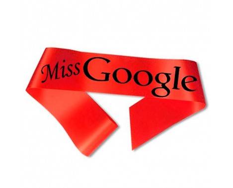 Ordensbånd Miss Google Rød Satin med Sort Tryk